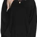 CHICGAL Sweatshirt for Women Long Sleeve Shirts Crewneck Color Block Loose Fit Pullover Fall Tops (Black, XL)
