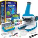 National Geographic Microscope for Kids - Science Kit with an Easy-to-Use Kids Microscope, Up to 400x Zoom, Blank and Prepared Slides, Gifts for 6 7 8 9 & 10, STEM Project Toy 
