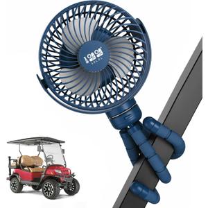 10L0L Rechargeable Portable Fan-8000mAh Battery Operated Fans Compatible with Yamaha/EZGO/Club Car/Tents/Prams/Golf Cart Push Cart with Flexible Tripod, LED Light, 360° Rotatable, 3 Speed
