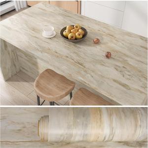 VEELIKE Large Slate Beige Marble Contact Paper for Countertops Waterproof Peel and Stick Countertops 32''x354'' Thick Countertop Contact Paper Marble Wallpaper Self Adhesive Laminate Countertop Sheets