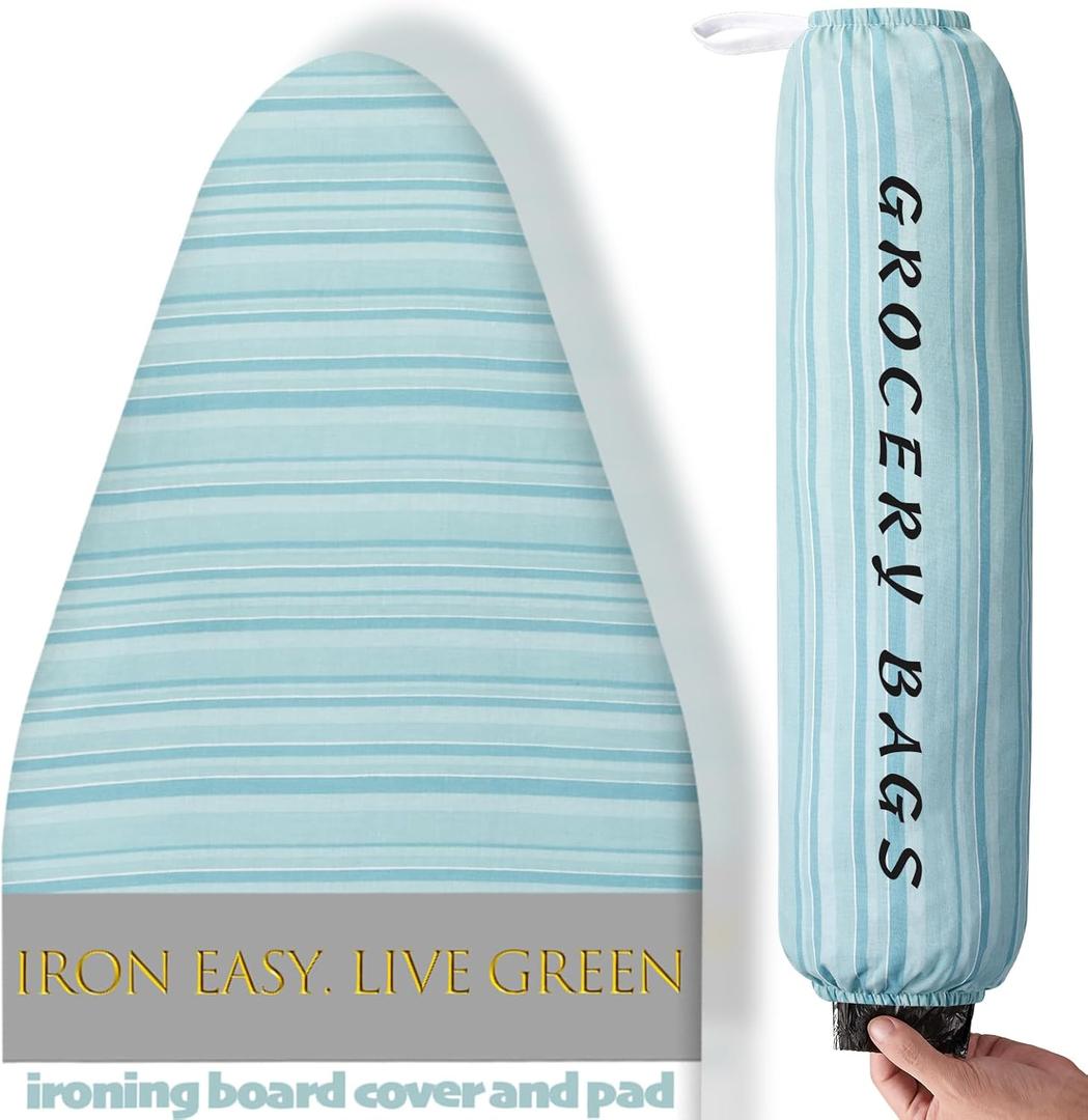BNDX Ironing Board Cover with Padding 18" x 49"  Non-Slip, Heat-Resistant, Perfect for Busy Professionals, Working Parents, Sewing Studios  Ocean Breeze Stripes