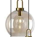 3-Light Amber Glass Pendant Lights  Rustic Farmhouse Ceiling Light Fixture for Kitchen Island, Dining Room, or Living Room Large Multi-Shape Hanging Light (Spherical)