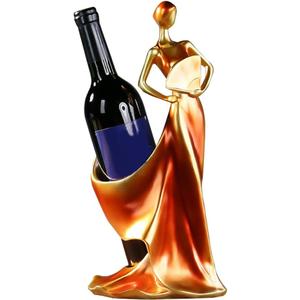 Artpaul Wine Bottle Holder Beauty Lady Statue Wine Bottle Stand Lady Wine Rack Decoration Wine Cork Holder Decor Wine Decor for Kitchen Bar (Red)