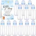 TrelaCo Cool Baby Shower Games Sets 12 Pcs Feeding Bottles with 1 Bottle Chug Sign for Gender Reveal Baby Shower Party Favors Decoration Games(Bear,Blue)