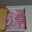 24 Pcs Pink Boxed Christmas Poinsettia Flowers Set, 16 Pcs Artificial Poinsettias with Clips, 8 pcs Glitter Christmas Tree Ornaments Berry Stems for Wedding Home Holiday Xmas New Year Decorations