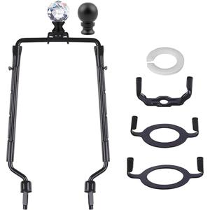 8 9 10 11 inch Black Lamp Shade Harp Holder, Adjustable Height Harp Kit with Crystal & Metal Finial, DIY Replacement Making Repair Lampshade Bracket E14 E26 E27 Adapter Base Table Floor Light