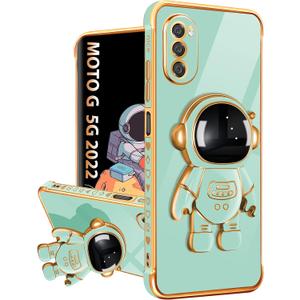 2 x Buleens for Motorola Moto G 5G 2022 Case with Astronaut Stand, Girls Women for Moto G 5G 2022 Cases, Cute Girly 6D Space Astronaut Kickstand Design Phone Cover for Moto G 5G 2022 6.5 Inch Mint Green
