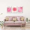 KISSFOX 3 Piece Canvas Wall Art Pink Wall Decor Aura Framed Art Divine Feminine Pictures Trendy Aesthetic Preppy Paintings For Apartment Dorm Women Girls Bedroom