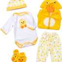 Reborn Baby Doll Clothes Yellow Duck Outfits for 16-18 Inch Baby Doll,17 Inch Reborn Newborn Baby Doll Clothes Accessories Girl & Boy