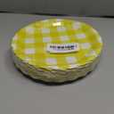 48 Pcs 7" Yellow Gingham Paper Plates Light Yellow & White Scalloped Checkered Party Plates, Pastel Plaid Dessert Table Supplies for BBQ Gathering Picnic Baby Shower Birthday Dinner Party Tableware