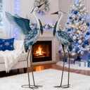 TERESA'S COLLECTIONS Garden Decor Blue Heron Metal Yard Art,38-42" Large Metal Cranes Sculptures & Statues Heron Decoy for Outdoor Indoor Decorations,Outside Patio,Pool, Lawn,Set of 2,Gift for Mom