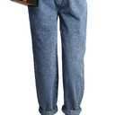 EVALESS Women's High Waisted Baggy Boyfriend Barrel Jeans (6, Blue)