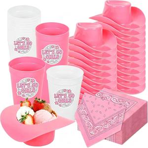 2 x JarThenaAMCS Cowgirl Hat Bowls with Napkins Cups and Stickers Serves 12