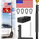 20FT Heavy Duty Tailgate Flag Pole Kit- Portable Telescoping Flag Pole with Tire Mount,Extend the Car Scratch Resistant Protective Cover & US Flag Portable for Camping/Tailgating/Outdoor Party