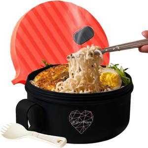 AI LOVE PEACE Microwaveable Ramen Noodle Bowl Cooker 40oz for Ramen, Rice, Pho, Soup, and Pasta, Dishwasher Safe and Portable, Ideal for Home, Office, Dorm, or Gift (Red)