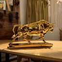 Feng Shui Wealth Bull Cow Ox Statue Lucky Gold Wall Street Bull Sculpture for Office Desk Home Decor Business Success Presents for Investors Stock Traders Finance Decor Housewarming Present