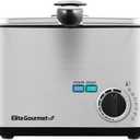 Elite Gourmet EDF1116 Electric 1.2 Qt. / 4.8 Cup Oil Capacity Deep Fryer, Adjustable Temperature, Removable Basket, Lid with Cool-Touch Knob, Stainless Steel