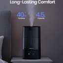 ROSEKM 4.5L Humidifiers for Bedroom, Humidifiers for Home Large Room, Cool Mist Humidfiers for Baby and Plant with Timer, Adjustable Mist Level, 360 Nozzle, Auto Shut-Off, Black