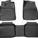 IKON MOTORSPORTS 3D TPE Floor Mats, Compatible with 2015-2017 Toyota Camry, All Weather Waterproof Anti-Slip Floor Liners, Front & 2nd Row Full Set Car Interior Accessories, Black