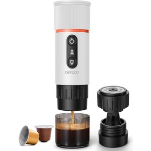 Portable Espresso Maker20Bar SelfHeating & Auto-off | 13500mAh Battery Brews8Shots | 12V Mini Coffee Machine Compatible with NespressoOriginal Pods | Car/Travel/Camping (White)