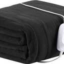 Heated Electric Blanket 72 x 84 Inches Soft Flannel Machine Washable Fast Heating with 4 Heating Levels & 10 Hours Auto Off, Home Office - Dark Grey 