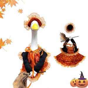Porch Goose Outfits Halloween Goose Outfit Holiday Goose Clothes for Yard Lawn 23" High Concrete Goose Costume Outdoor Garden Statue Halloween Decor Accessories - Lace Maple Dresses & Hat