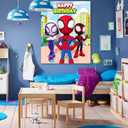 Spidey Birthday Decorations, Spidey Party Games for Boys Girls, Large Poster 24PCS Stickers for Spidey Birthday Party Supplies