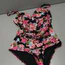 Itzel Women's Ruched One Piece Swimsuit Tummy Control U Wire Push Up Full Coverage Bathing Suits Black Pink Floral, 10