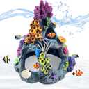 Reofrey Aquarium Coral Decorations Fish Tank Decor, Betta Resin Artificial Landscape Fish Hideaway Rock Coral Reef Ornament, Fish House for Betta Sleep Rest Hide Play Breed (1)