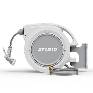 Ayleid Retractable Rubber Hybrid Garden Hose Reel, 1/2"x100ft Wall Mount