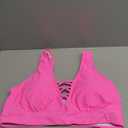 Plus Size Bikini Top Only - Women Swim Bra Lace Up Swimsuit Top V Neck Bathing Suit Tops for Large Bust Swimwear 2025 (Pink) 18W