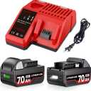 2Pack 7.0Ah 18V Li-ion Replacement for Milwaukee 18v Battery and M-12-18C 3A Charger Compatible with Milwaukee Battery Charger Cordless Power Tool