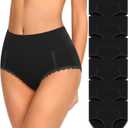 MISSWHO Cotton High Waisted Soft Womens Underwear Breathable Panties, Multipack (Large)