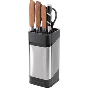 RedCall Kitchen Knife Holder,Stainless Steel Universal Knife Block for Kitchen Counter,Space-Saving Knife Storage Organizer Countertop,Knife Block Holder without Knives (Black)