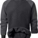 JMIERR Men's 2025 Casual Crewneck Dress Sweatshirts Pullover Fall Fleece Diamond Texture Warm Winter Comfy Long Sleeve (1 Dark Grey)