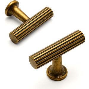 10 Pack Antique Brass Kitchen Cabinet Knobs Cabinet Pulls Drawer Knobs Cabinet Hardware Zinc Knobs for Dresser Drawers (Single Hole Knob)