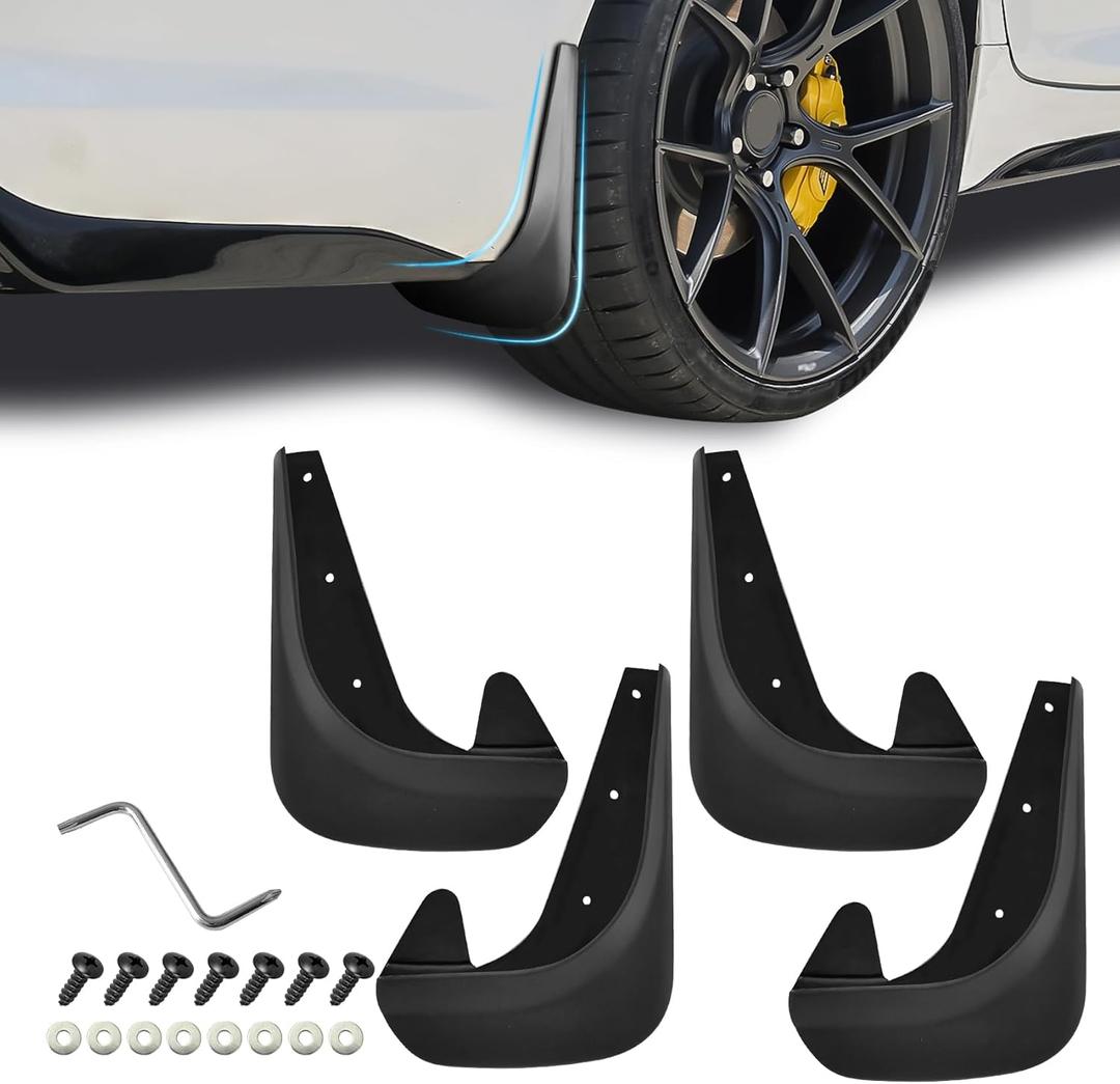 4PCS Car Mud Flaps, Mud Guard, No Drilling Mudguards Fenders with Hardware Kits, Automotive Exterior Accessories Fender Front and Rear Side Splash Guards Universal for Most Cars Trucks SUVs
