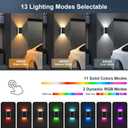 Solar Wall Light Outdoor,3000/4500/6000K/RGB 13 Modes Dusk to Dawn Lighting Solar Sconce Lights IP67 Waterproof Up and Down Solar Lights Outdoor for House /Porch/Fence/Patio/Garage-White Shell (4PCS)