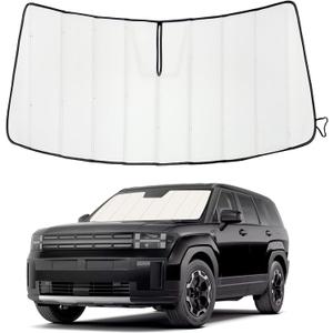 Windshield Sun Shade for Hyundai Santa Fe 2024-2025 2026, Front Window Visor Accessories, Accordion Folding Design Blocks Heat & UV Rays Maintain Cool Interior and Save Space