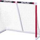 Mylec PVC Junior Hockey Folding Goal for Indoor + Outdoor (54 x 44 Inches), Lightweight & Portable, Sleeve Netting System (Red, 15 Pounds)