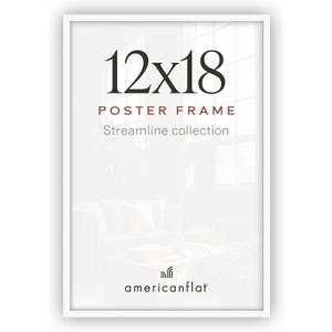 Americanflat 12x18 Poster Frame - Slim Molding - White
