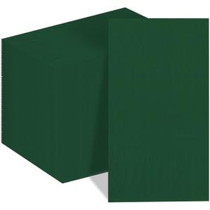 Whaline 200Pcs Green Guest Napkins Christmas Paper Dinner Napkin Disposable Hand Napkin Towel for Birthday Bridal Shower Holiday Party Supplies Kitchen Bathroom Table Decor (4.3 x 7.8 Inch)