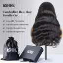 ASHINE Human Hair Bundles Body Wave, Unprocessed Cambodian Raw Hair Bundles for Women Natural Black 18 20 22 Inch, Keep Soft and Silky After Multiple Washes