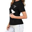 UNIQUEONE Comfort Breastfeeding Shirts for Women Zip Nursing Tops Casual Distressed Acid Washed Maternity Tees, Size L