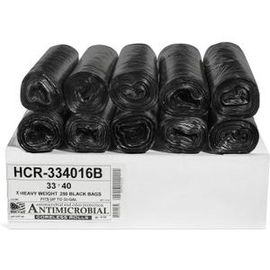 Aluf Plastics High Density Trash Bags, 33 Gallon, 250 Count, 16 Micron (eq), 33" x 40", Black, for Bathroom, Office, Industrial, Commercial, Janitorial, Municipal, Recycling