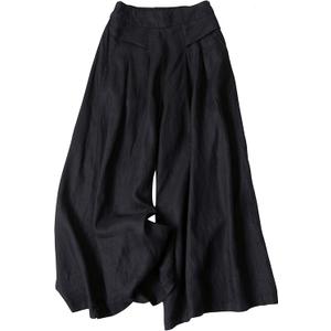 Bianstore Women's Culottes Linen Cropped Wide Leg Pants Elastic Waist Casual Palazzo Trousers with Pockets (X-Large, Black)