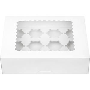 Pre-folded 12 count Cupcake Boxes, 6-Set Cupcake Container with Window Transport Holders Holding 72 pastry Box for Birthday, Holiday, Party Bakery Supplies 12.8" x 9.8" x 3.54" (White-6 Pack)