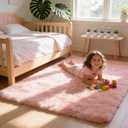 MATIIUI Ultra-Soft 3x5 Pink Shag Rug for Girls’ Bedroom – Small Fluffy Non-Slip Area Rugs for Living Room, Kids Room, Nursery, Playroom, Dorm, Home Office, Modern Plush Carpet Home Décor