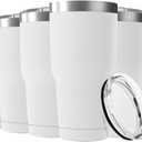 30oz Stainless Steel Travel Mug with Lid, 8 Pack Double Wall Vacuum Insulated Bulk Tumbler, Powder Coated Coffee Cup Suitable for Vehicle Cup Holders (White)