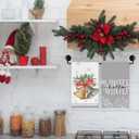 3 x 2PCs Kitchen Towels for Merry Christmas Party Decorations, Grey Christmas Dish Towels Seasonal Winter Xmas Supplies for Home Drying Dishcloth Hand Towels 18x26 Inch